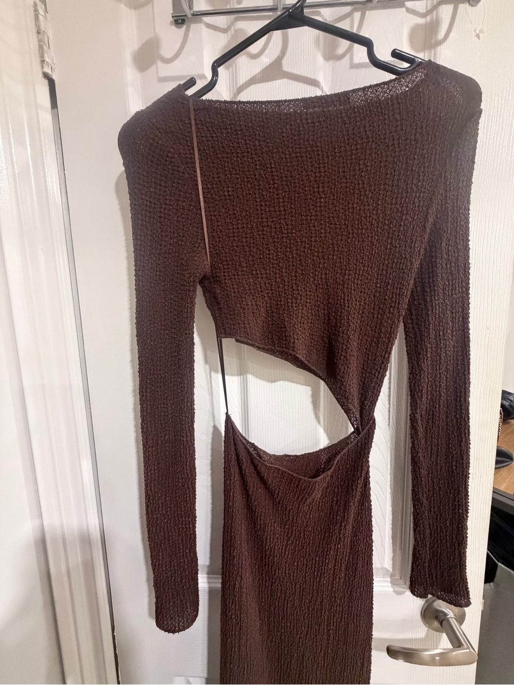 Zara Brown Asymmetrical Cutout Knit Dress